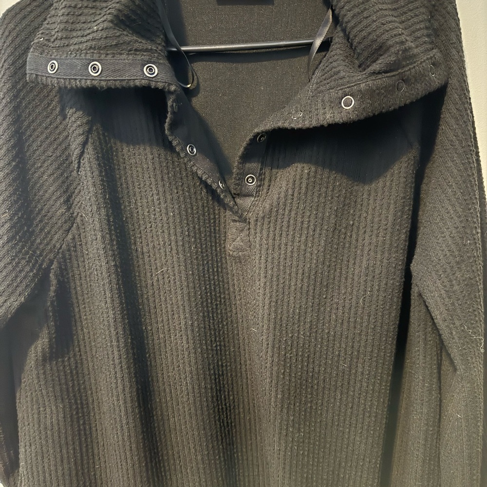 Women's Black Ribbed Zip-Up Sweater